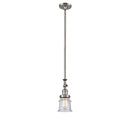 Canton Mini Pendant shown in the Brushed Satin Nickel finish with a Seedy shade