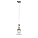 Canton Mini Pendant shown in the Brushed Satin Nickel finish with a Seedy shade