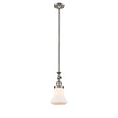 Bellmont Mini Pendant shown in the Brushed Satin Nickel finish with a Matte White shade