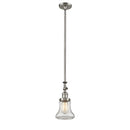 Bellmont Mini Pendant shown in the Brushed Satin Nickel finish with a Clear shade