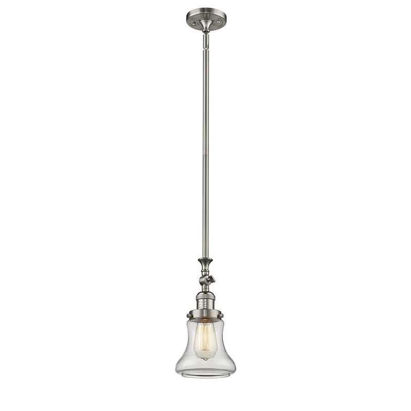 Bellmont Mini Pendant shown in the Brushed Satin Nickel finish with a Clear shade