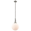 Beacon Mini Pendant shown in the Brushed Satin Nickel finish with a Matte White shade