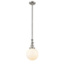 Beacon Mini Pendant shown in the Brushed Satin Nickel finish with a Matte White shade