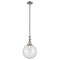 Beacon Mini Pendant shown in the Brushed Satin Nickel finish with a Clear shade