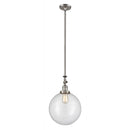 Beacon Mini Pendant shown in the Brushed Satin Nickel finish with a Clear shade