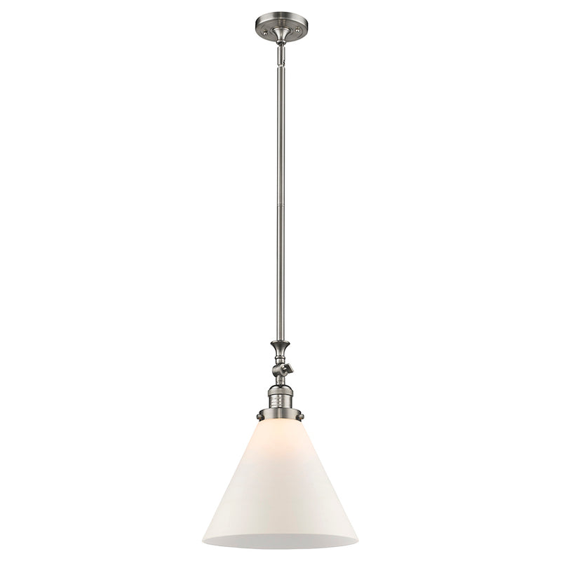 Cone Mini Pendant shown in the Brushed Satin Nickel finish with a Matte White shade