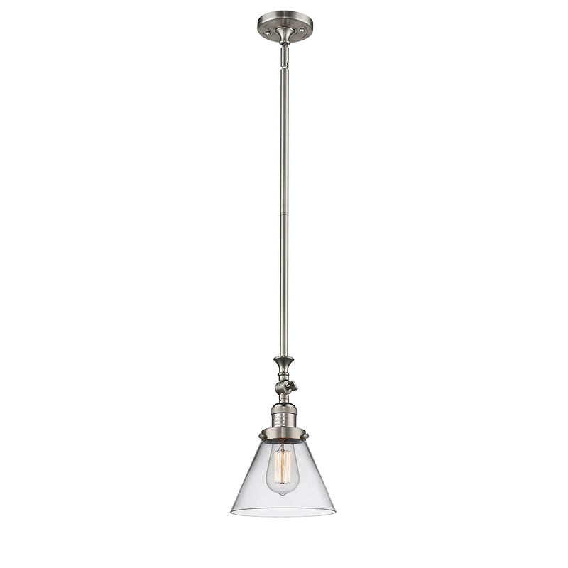 Cone Mini Pendant shown in the Brushed Satin Nickel finish with a Clear shade