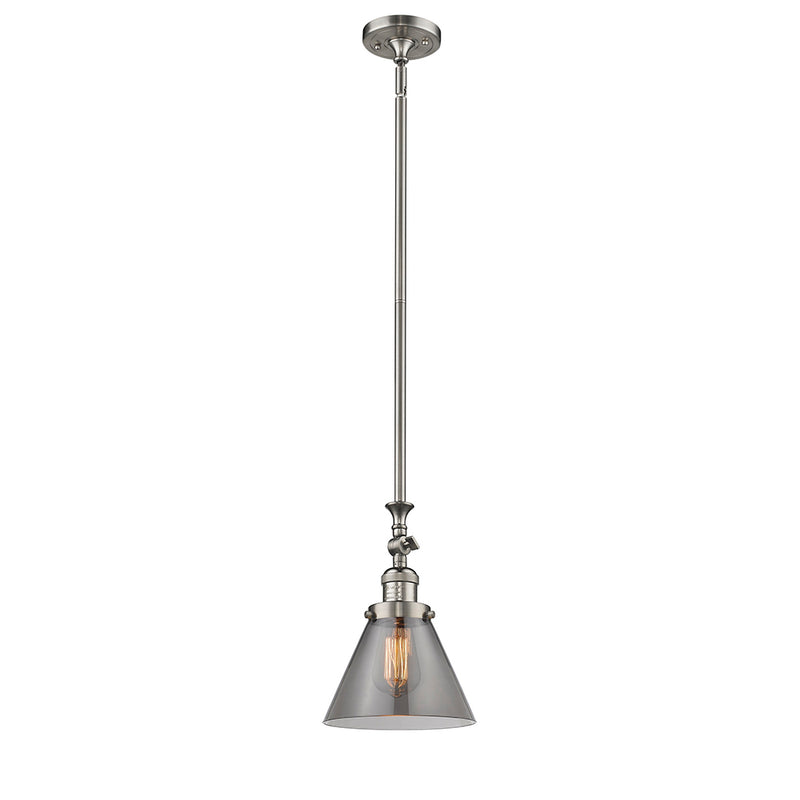 Cone Mini Pendant shown in the Brushed Satin Nickel finish with a Plated Smoke shade