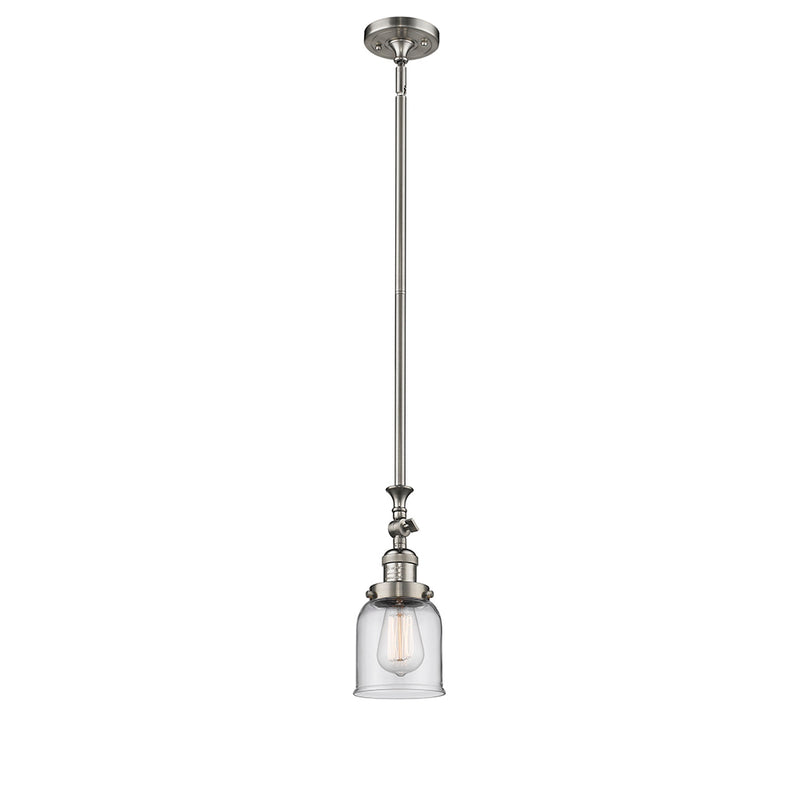 Bell Mini Pendant shown in the Brushed Satin Nickel finish with a Clear shade