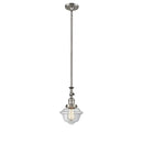 Oxford Mini Pendant shown in the Brushed Satin Nickel finish with a Clear shade