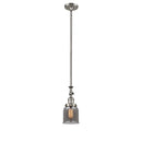 Bell Mini Pendant shown in the Brushed Satin Nickel finish with a Plated Smoke shade