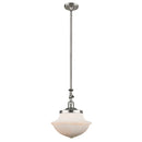 Oxford Mini Pendant shown in the Brushed Satin Nickel finish with a Matte White shade