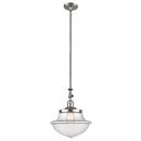 Oxford Mini Pendant shown in the Brushed Satin Nickel finish with a Clear shade