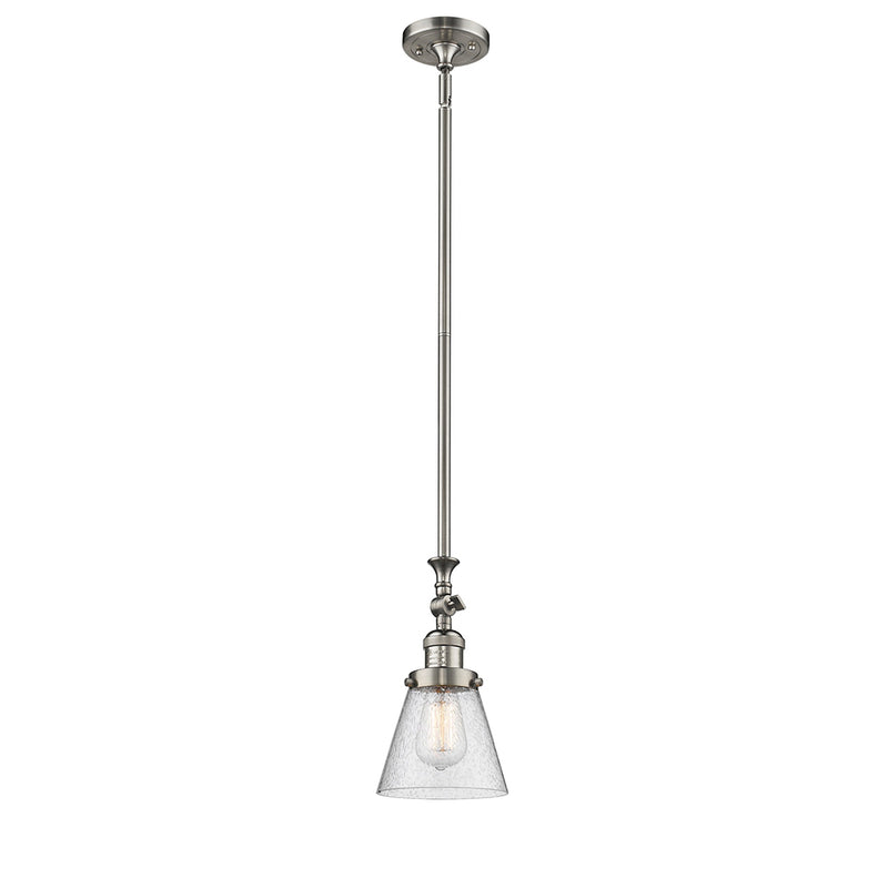 Cone Mini Pendant shown in the Brushed Satin Nickel finish with a Seedy shade