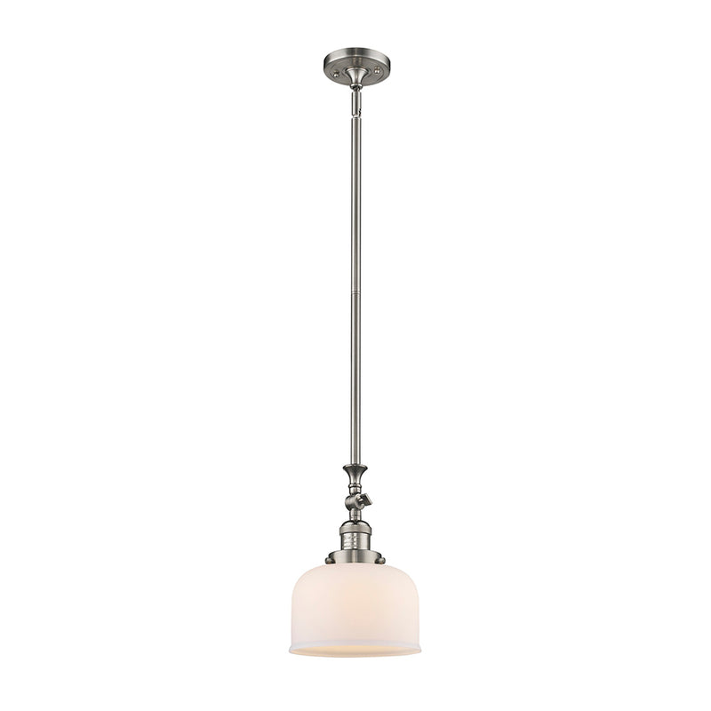 Bell Mini Pendant shown in the Brushed Satin Nickel finish with a Matte White shade