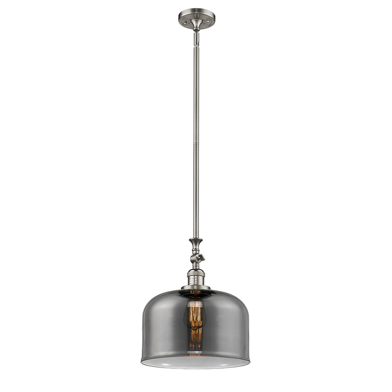 Bell Mini Pendant shown in the Brushed Satin Nickel finish with a Plated Smoke shade