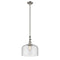 Bell Mini Pendant shown in the Brushed Satin Nickel finish with a Seedy shade