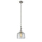 Bell Mini Pendant shown in the Brushed Satin Nickel finish with a Seedy shade