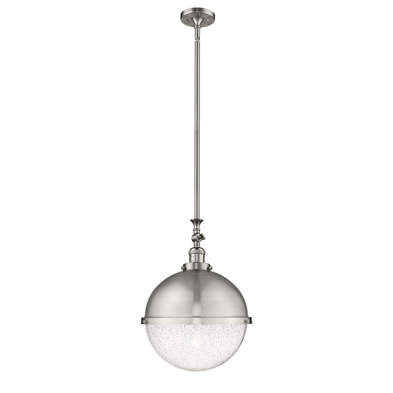 Hampden Pendant shown in the Brushed Satin Nickel finish with a Seedy shade