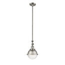 Hampden Mini Pendant shown in the Brushed Satin Nickel finish with a Seedy shade