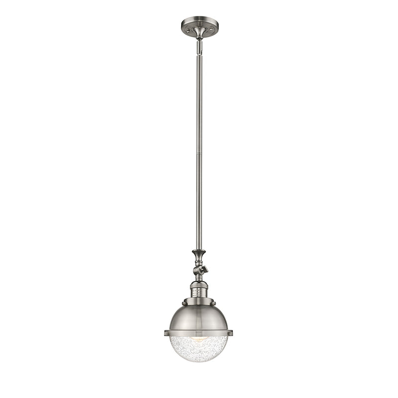 Hampden Mini Pendant shown in the Brushed Satin Nickel finish with a Seedy shade