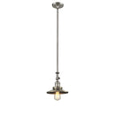 Railroad Mini Pendant shown in the Brushed Satin Nickel finish with a Brushed Satin Nickel shade