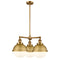 Hampden Chandelier shown in the Brushed Brass finish with a Matte White shade