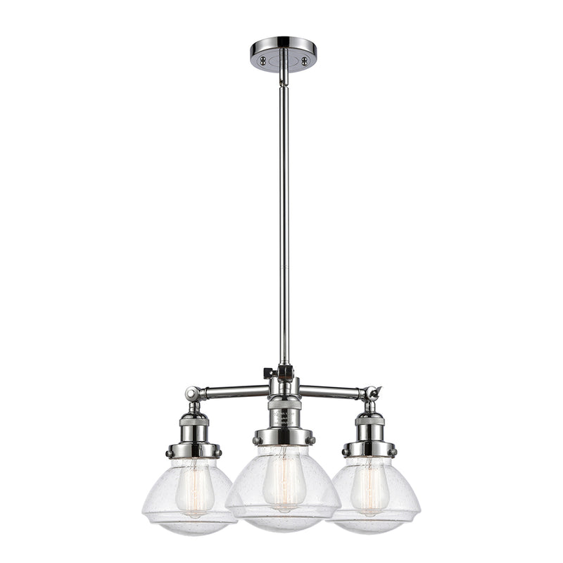 Olean Chandelier shown in the Polished Chrome finish with a Seedy shade