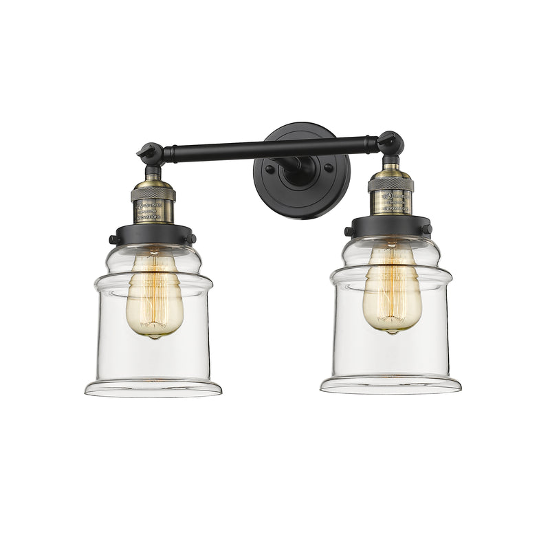 Canton Bath Vanity Light shown in the Black Antique Brass finish with a Clear shade