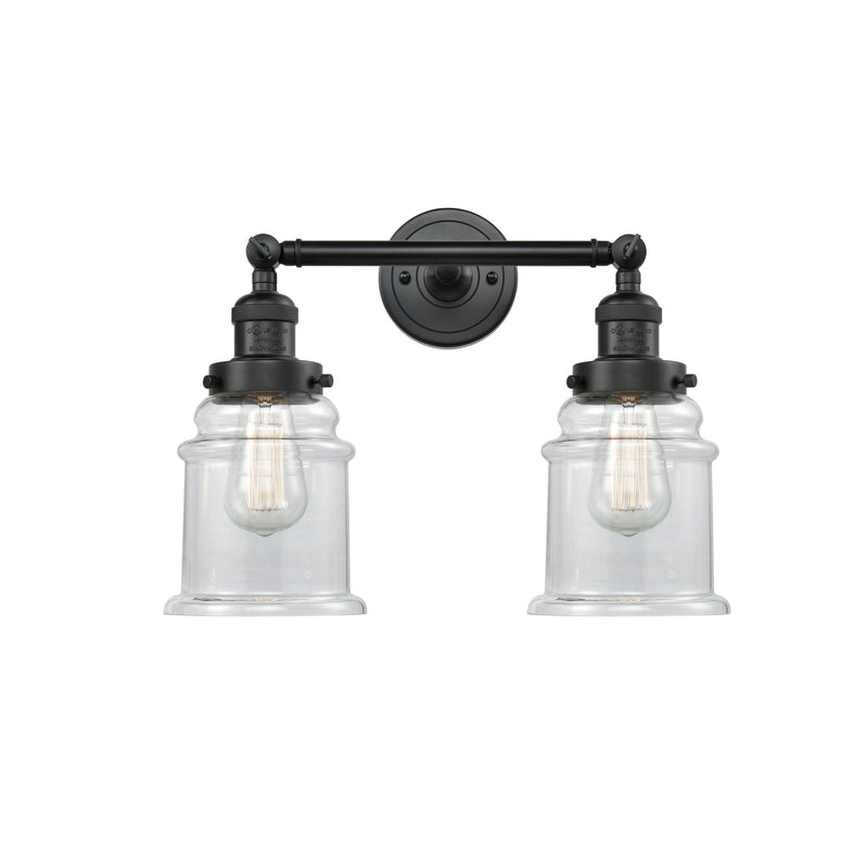 Canton Bath Vanity Light shown in the Matte Black finish with a Clear shade
