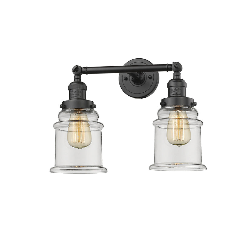 Canton Bath Vanity Light shown in the Oil Rubbed Bronze finish with a Clear shade