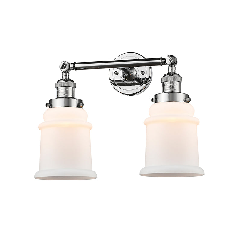 Canton Bath Vanity Light shown in the Polished Chrome finish with a Matte White shade