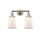 Canton Bath Vanity Light shown in the Brushed Satin Nickel finish with a Matte White shade