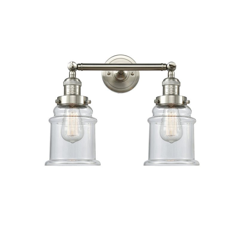 Canton Bath Vanity Light shown in the Brushed Satin Nickel finish with a Clear shade