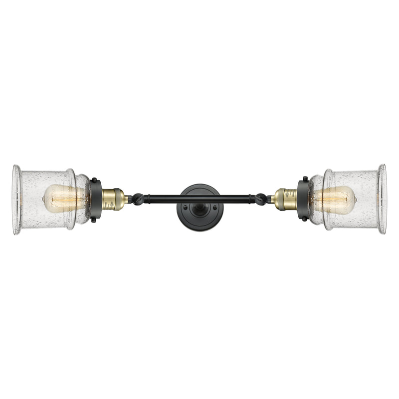 Canton Bath Vanity Light shown in the Black Antique Brass finish with a Seedy shade