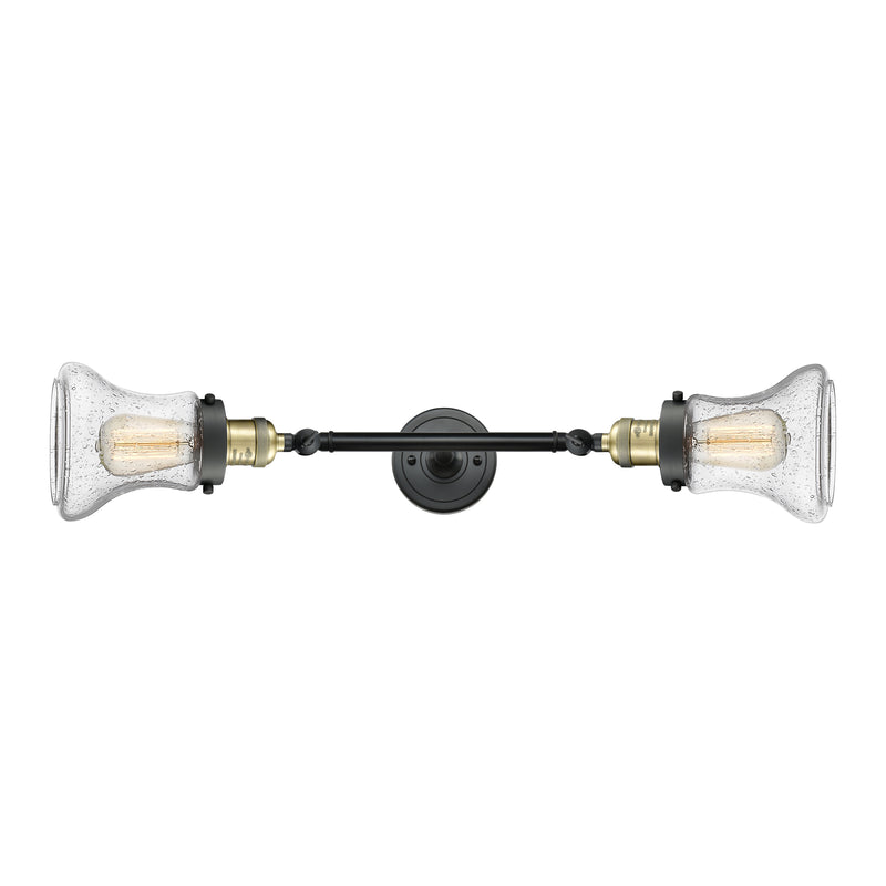 Bellmont Bath Vanity Light shown in the Black Antique Brass finish with a Seedy shade