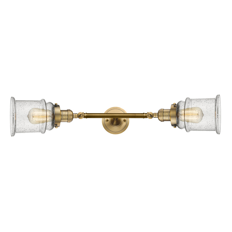Canton Bath Vanity Light shown in the Brushed Brass finish with a Seedy shade