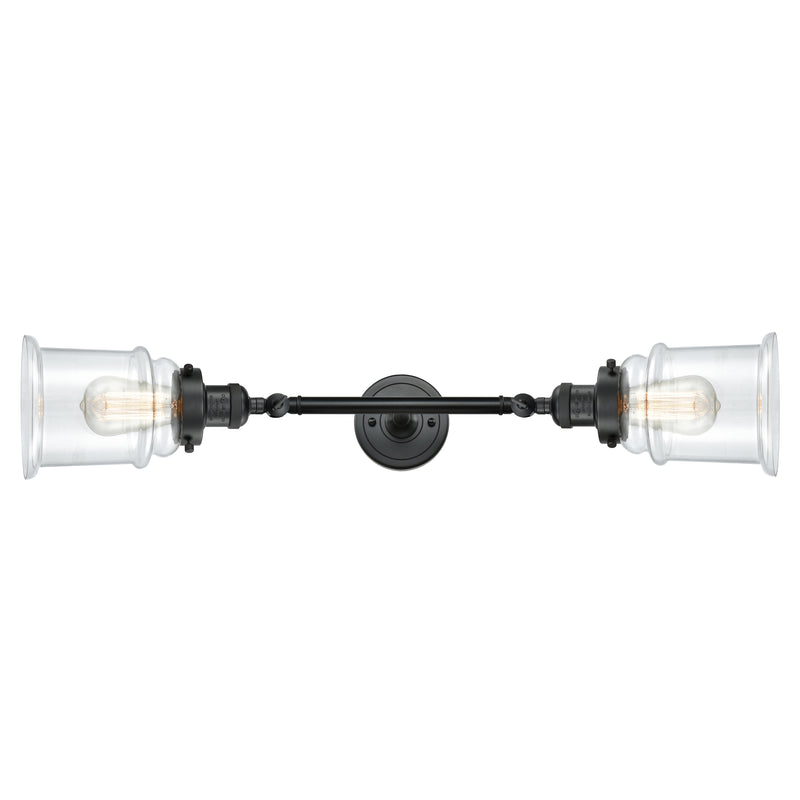 Canton Bath Vanity Light shown in the Matte Black finish with a Clear shade