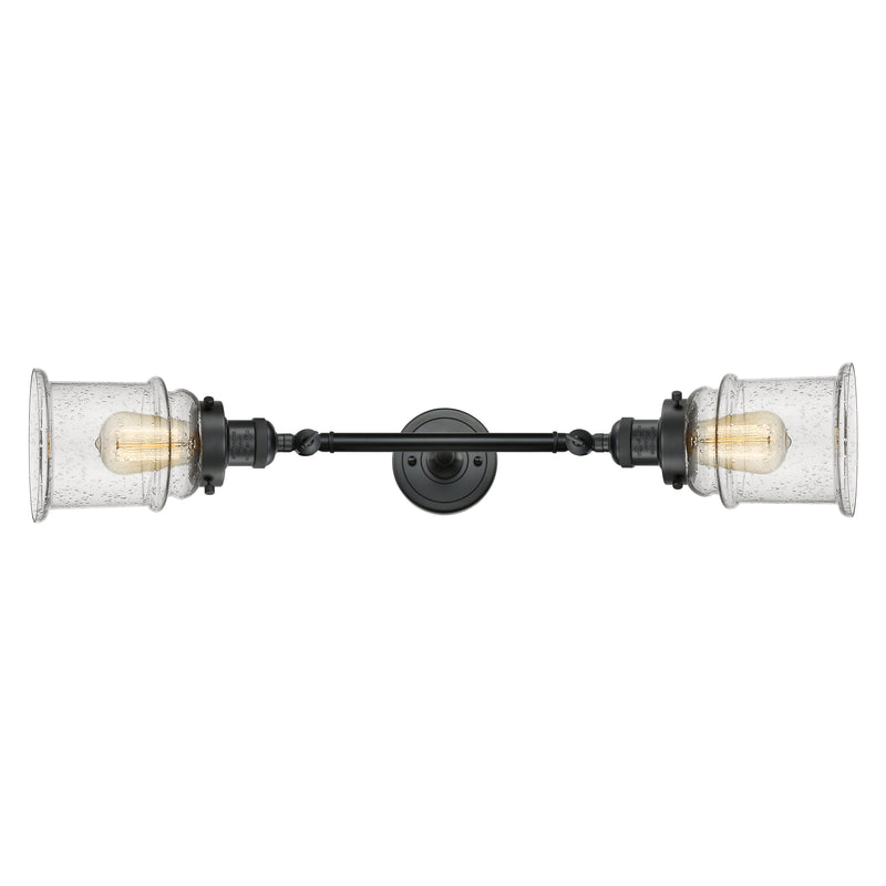 Canton Bath Vanity Light shown in the Matte Black finish with a Seedy shade