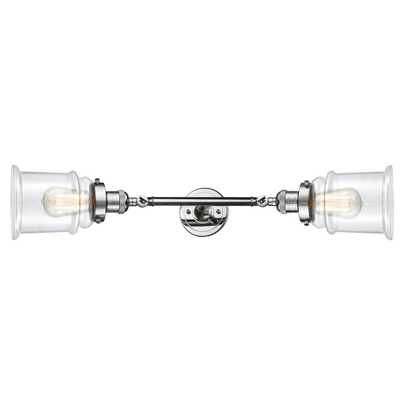Canton Bath Vanity Light shown in the Polished Chrome finish with a Clear shade