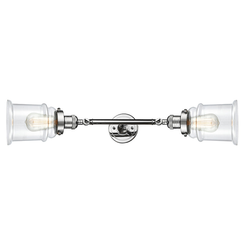 Canton Bath Vanity Light shown in the Polished Chrome finish with a Clear shade