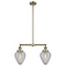 Geneseo Island Light shown in the Antique Brass finish with a Clear Crackled shade