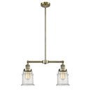 Canton Island Light shown in the Antique Brass finish with a Seedy shade