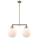 Beacon Island Light shown in the Antique Brass finish with a Matte White shade