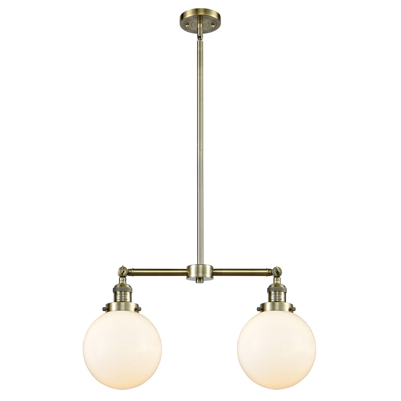 Beacon Island Light shown in the Antique Brass finish with a Matte White shade