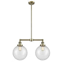 Beacon Island Light shown in the Antique Brass finish with a Seedy shade