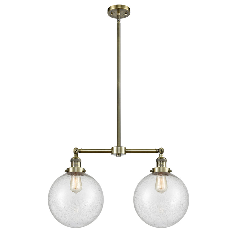 Beacon Island Light shown in the Antique Brass finish with a Seedy shade