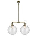 Beacon Island Light shown in the Antique Brass finish with a Seedy shade