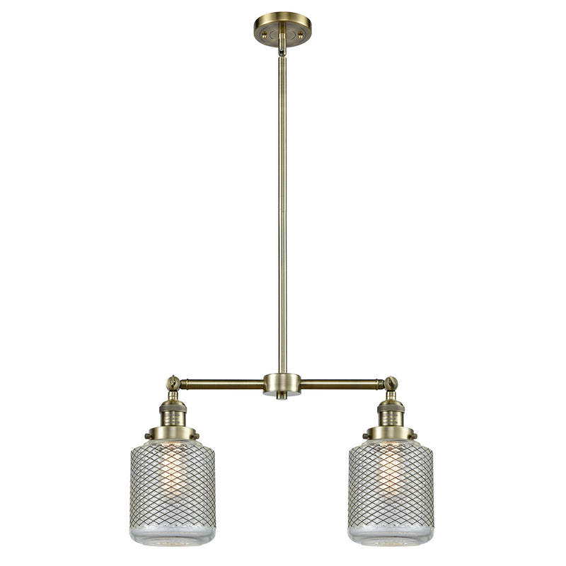 Stanton Island Light shown in the Antique Brass finish with a Clear Wire Mesh shade