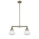 Olean Island Light shown in the Antique Brass finish with a Clear shade